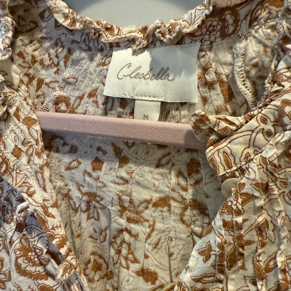 Cleobella Brown and Cream Floral Blouse - Picture 2 of 6
